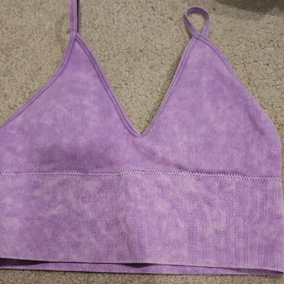 Zenana Padded V-Neck Bralette Cami – Lavender, Small - Picture 3 of 5